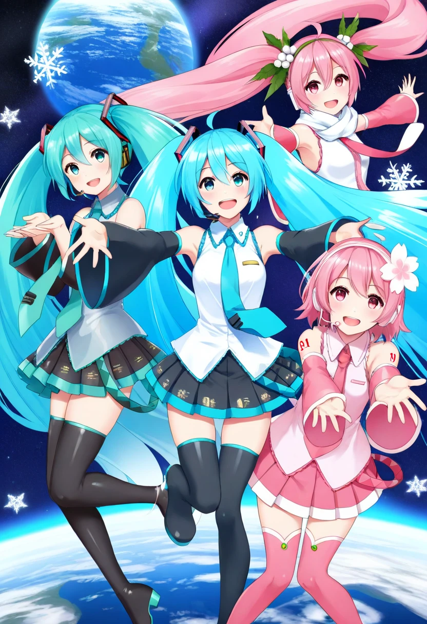 miku hatsune、cheerleaders、Dancing with bonbons