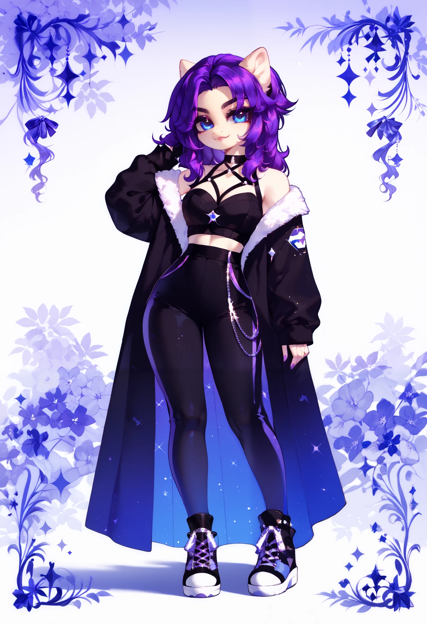 anime girl with purple hair and blue eyes posing for a picture, oc commission, commission for high res, mlp fanart, commission on furaffinity, fullbody commission for, furaffinity commission, anthropomorphic mare, by :5 sexy: 7, wlop : : 5, [ 4 k digital art ]!!, commission art, sultry smirk