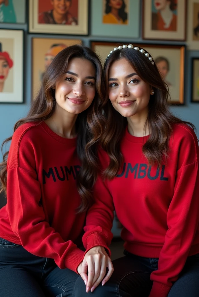 Dos corazones dibujados conectados por un hilo rojo