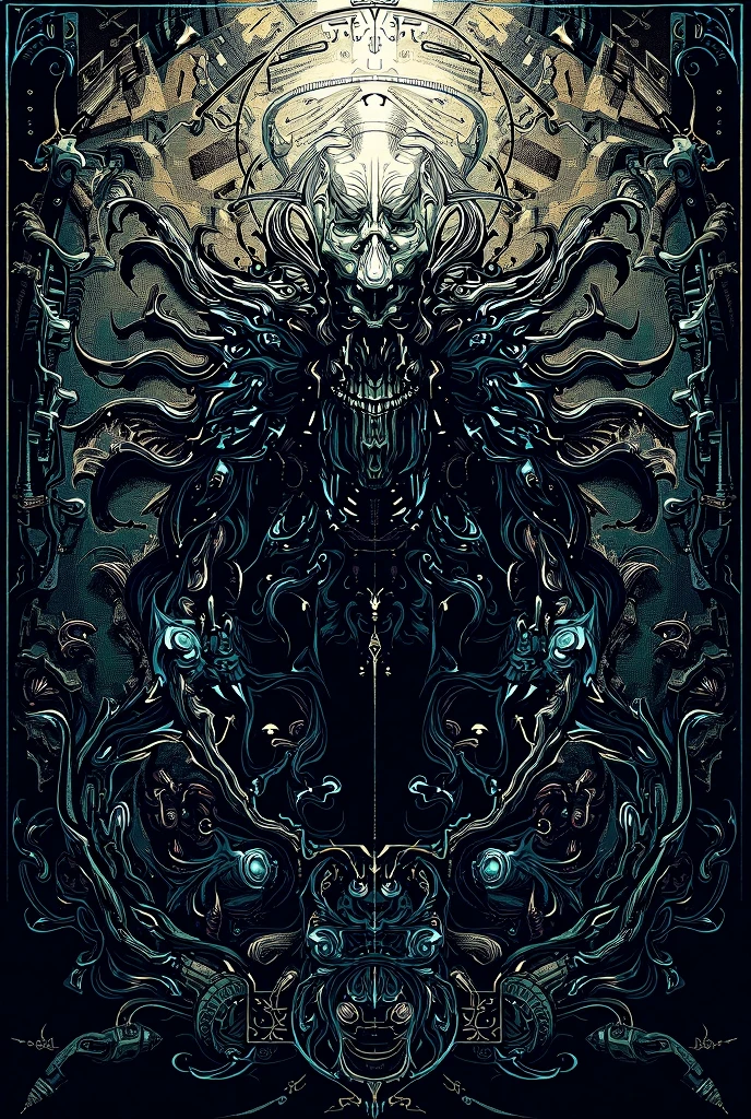 High Resolution, High Quality , Masterpiece .Hyper-realistic ink drawing with surreal colors, elements of absurdity in the style of Gerald Brom featuring post mortems aflame as a reference to tim Burton,bloodletting, broken hearts, pillls, and hemoglobin bubbles ascending into a firie sky, chiaroscuro lighting enhancing symbols of departed love, a Ufo adorned with angels emitting an air of melancholy, atmospheric mood. Macabre horror,scary stories slight details, surrealism, expressionism
