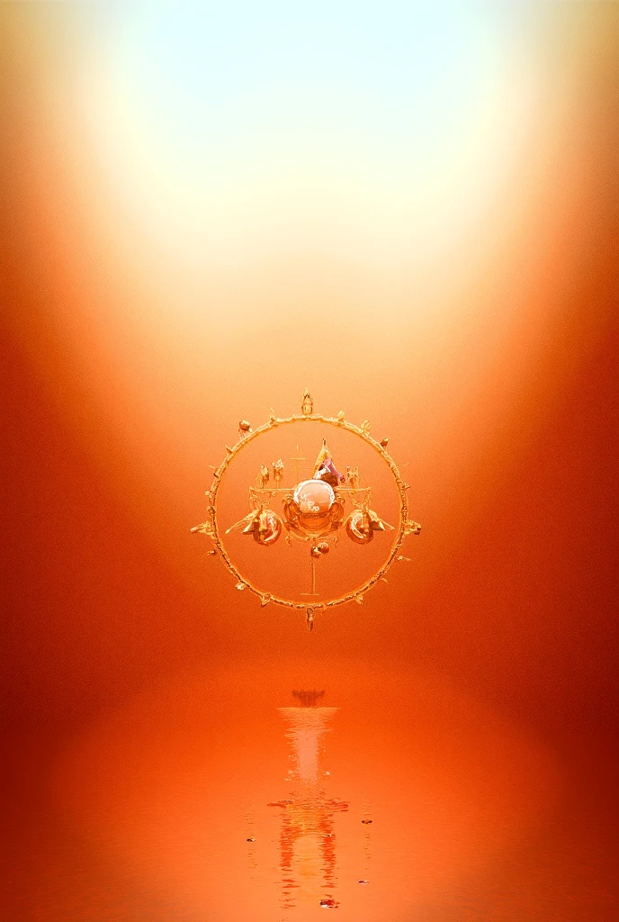 best quality, 32k, RAW photo, incredibly absurdres, extremely detailed, optical Illusions, trompe l'oeil, surrealism, perspective, elevation, up and down, left and right, mirrored room, single light orange-pink lily flower, delicate, flashy and dynamic depiction, image processing with mysterious effects