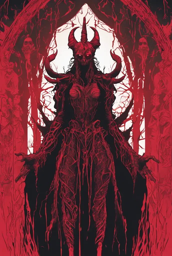 The Demoneess stands tall and menacing, radiating an aura of hatred and malice. Her clothing is dark and tattered, her eyes gleaming with an unsettling crimson glow. She represents everything opposite to the unity and positivity