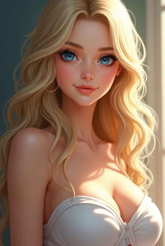 (High resolution photo, bust, 1 girl, 2, woman, facial details, baby fat, blond hair, smile, showing less teeth, white skin, upper body, burlesque clothes, model pose, studio lighting)
