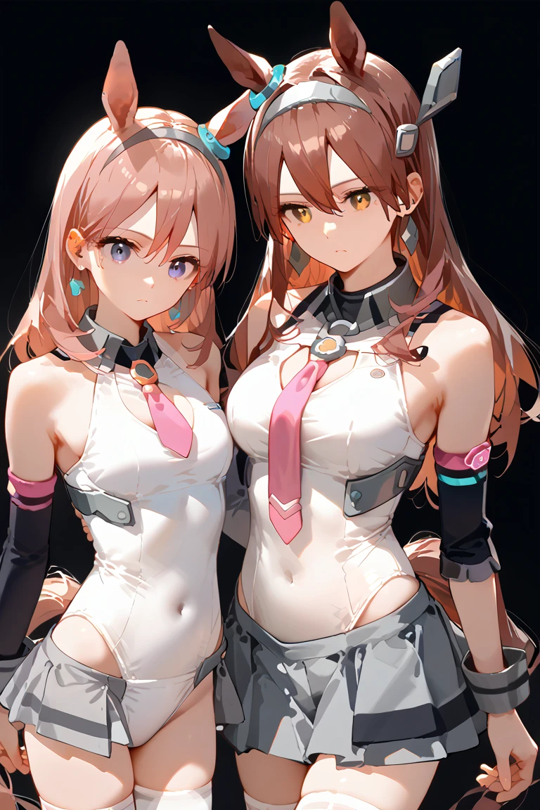 (high resolution), (best quality:1.5, highres, UHD), highres, absurdo, ultra detail, ultra quality, (2heads:1.5), 1girl, (red hair), (blue hair), long hair,unique hairstyles, thighs, (yellow outfit), female warrior, (fully armored), (medieval outfit), sword, gorgeous female warrior, Guild Clothes, RPG fantasy girl, RPG dress, (exposed midriff), yellow eyes, gentle smile