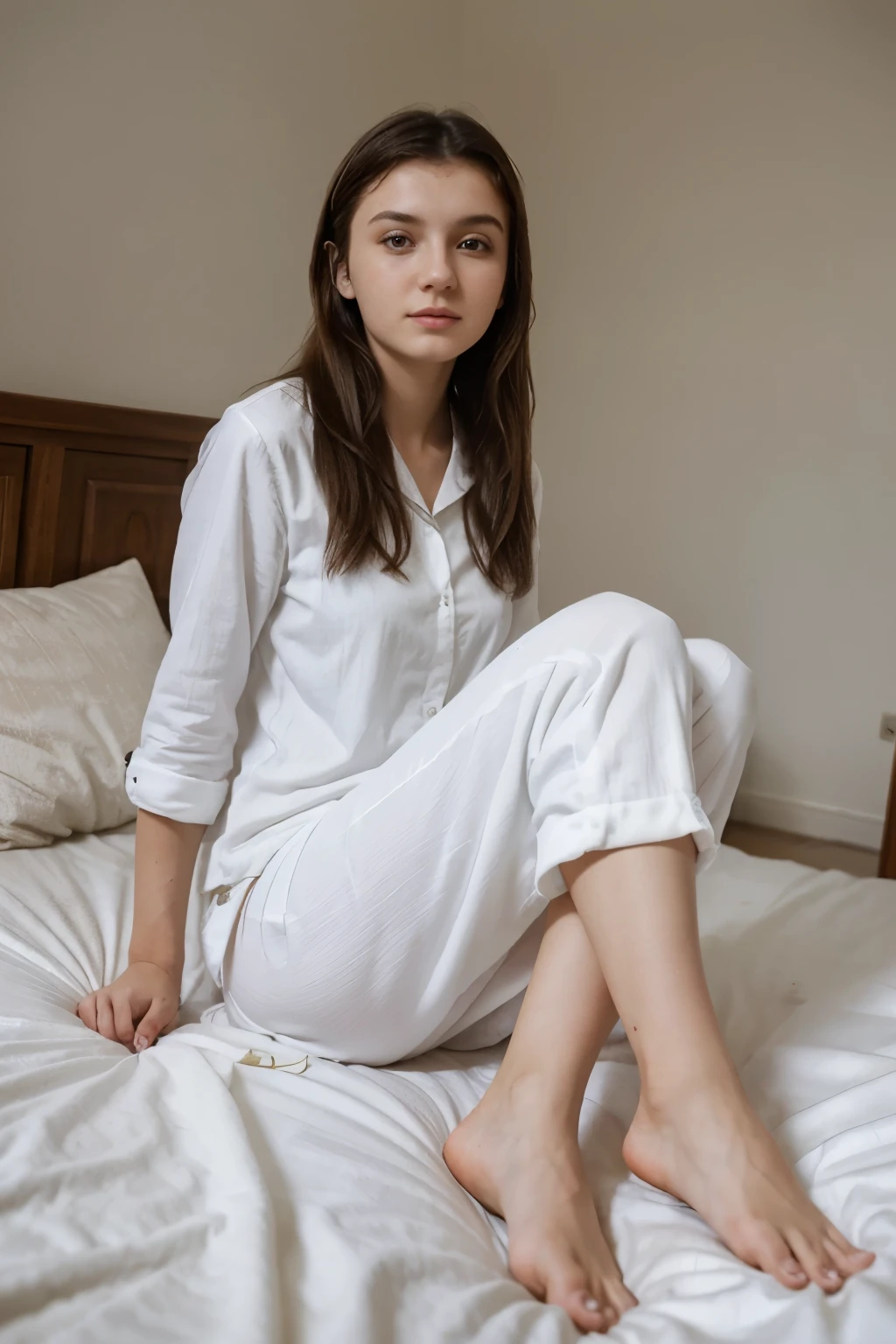 Je souhaite que tu me crées une photo pour l'arrière-plan de mon site web de pyjamas. Je voudrais une ou plusieurs femme portant un pyjama  avec un arrière-plan simple ou un arrière-plan qui évoque l'été.
les couleurs sont Rose clair, Blanc cassé , Gris clair , Bleu ciel pâle
