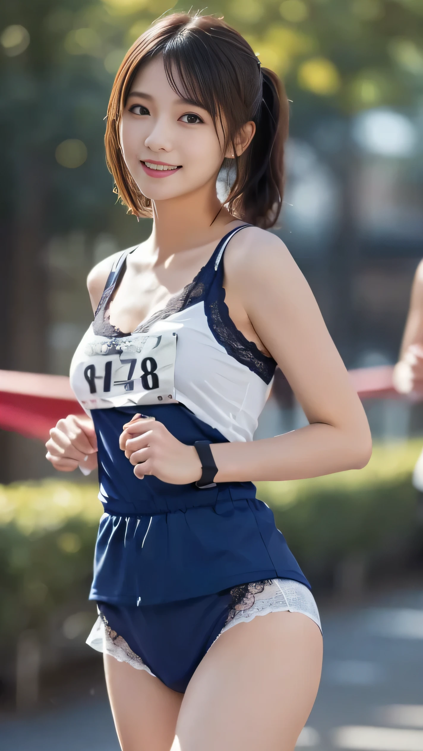 , pretty face, perfect body, small waist and big breasts, slim legs, big breasts, realistic skin, full body image, (redemption, 8k, masterpiece: 1.2), Japanese female, 18 years old, (high resolution beautiful face), amazing face and eyes, (highest quality: 1.4), (ultra detailed), (high resolution CG integrated 8K wallpaper), high resolution, high resolution raw color photo, professional photo, realistic portrait, amazing face and eyes, depth of field, ((elaborately designed, gorgeous and colorful adult costume)), ((elaborately designed, gorgeous and colorful adult shorts, high resolution panty portrait, highly detailed panty drawing)), ((unique pose showing panties), ((spreading legs, raising legs)) mouth slightly open, (((lifting skirt herself))), (lifting herself), panties with lace, small panties, attention to panties,(Very cute 20 year old young woman from Japan),   ((Short hair with side wave twintails)),(((Slender and slender body type)))，medium bust size､small breasts､ (((clean hands)))，(Curly/kinky hair)，(((very sweet smile))), (((She is wearing navy blue and white lace panties)))，(((She is wearing a navy blue and white knit dress.))) ，((top quality, 16 km race, muste piece: 1.3)), light on face, super detailed face, highly detailed lips, detailed eyes,