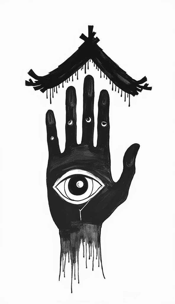 An eye squeezed by a hand