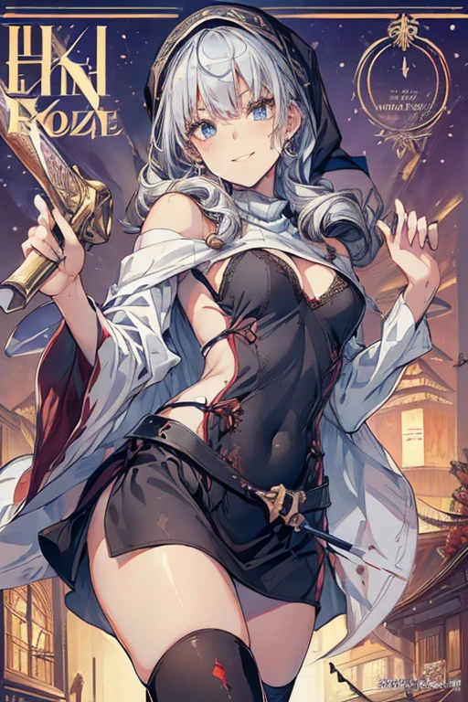 (from below:1.2),((1girl, silver hair, long hair, qutel blue eyes, beautiful eyes, pretty smile:1.5, ), ( off-shoulder dress, sweater dress,, santa hat, black tights, santa boots), (((holding ominous japanese sword:1.1 ))), ((battlescene,slashilg,killing the mafia,blood splash)), (outdoor, party room, christmas party), ((masterpiece:1.5)), ((best quality:1.5)), (ultra-detailed:1.5), (cinematic lighting, cinematic posing), (goddess smile:1.1),(with sparkling eyes and a contagious smile),her thin pubic hair:1.2, off-shoulder dress, sweater dress, Purplish blue eyes that dreamers desire, small stature, medium , Lori face, (masutepiece:1.2, Best Quality), (finely detailed beautiful eye: 1.2), (beautifull detailed face), (perky chest:1.2), (pointed chest:1.1), (bra magazine cover:1.3),(with sparkling eyes and a contagious smile),her thin pubic hair:1.2, looking at viewer