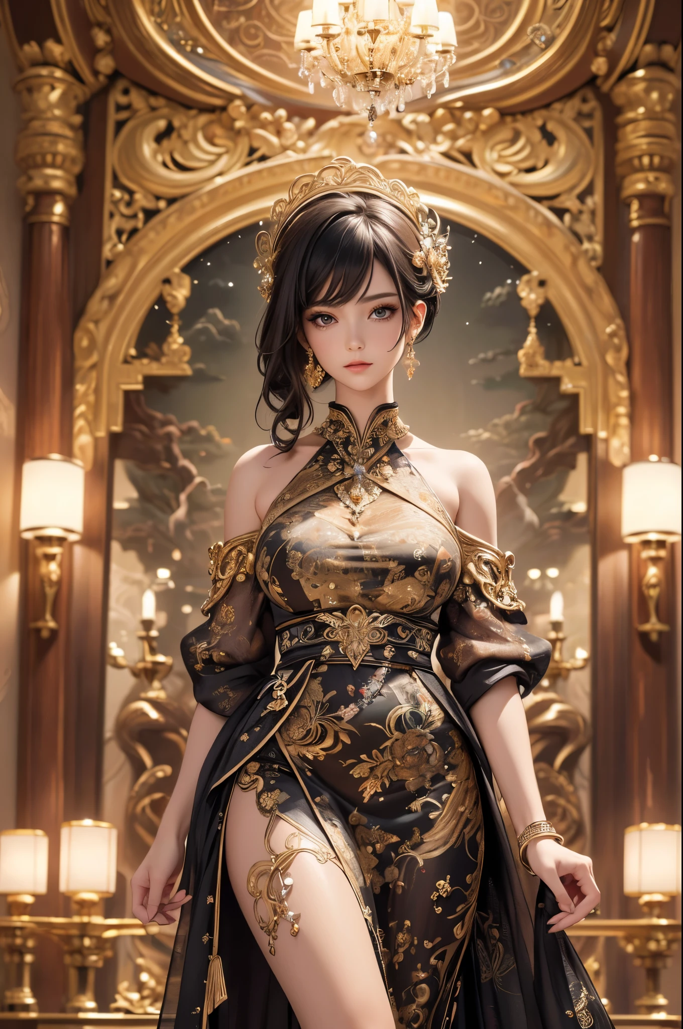 highres,absurdres,masterpiece,best quality,original,extremely detailed CG,extremely detailed wallpaper,perfect lighting,jitome,lips,makeup,standing on the stage,3girls,
<lora:COS+FantasyClothes_PCP:0.8>,