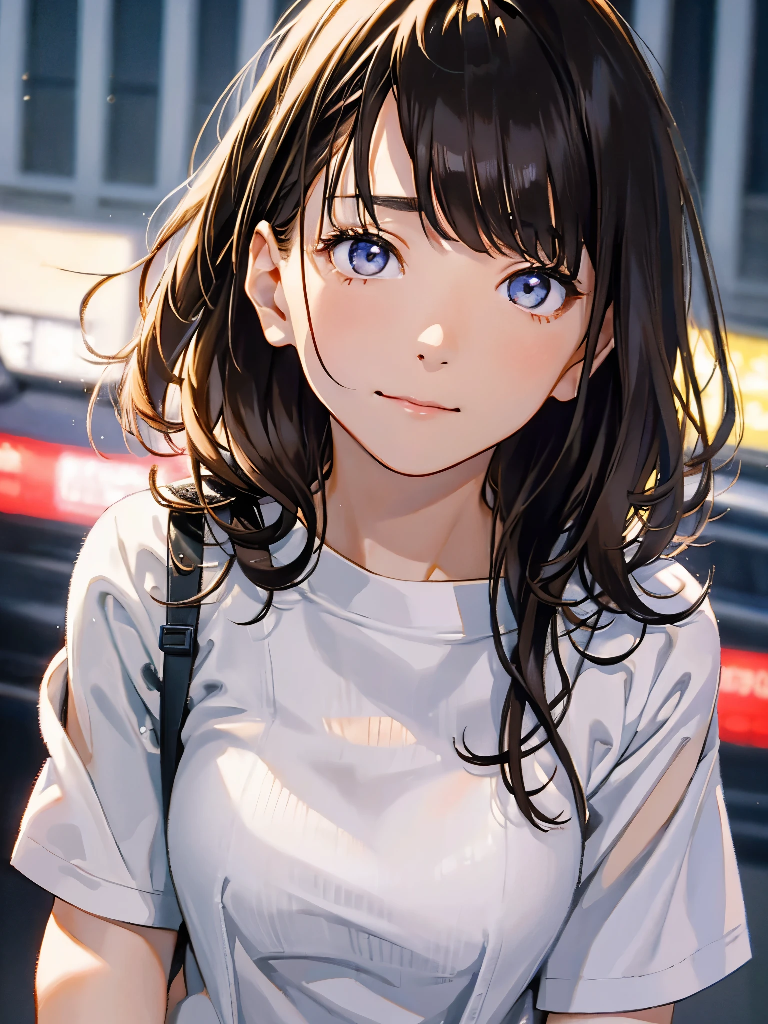 1girl,  small breasts,white tee shirt,black skirt,medium hair
face close-up,I can see the side,Hi-Res、masterwork、Chizuru Ichinose、Brown hair、i&#39;m、Female one、outside of house、Detailed background、A detailed eye、（（brown-eyed））,Beautiful and perfect legs, Clean and perfect hands,
face close-up,expressive,rich in emotions
ツインテール, 低めのツインテール,, ミディアムヘア, 