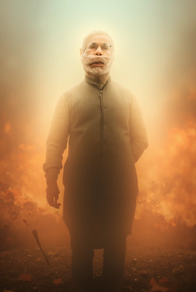 (narendra modi as zombie walking towards camera,dripping blood,wound,post apocalypse environment),oil painting,detailed illustration,dark atmosphere,haunting shadows,vivid colors,night scene,luminous glow,horror theme,creepy surrealism,gritty texture,high contrast,dramatic composition,ominous background,sharp focus,desolate landscape,destroyed buildings,smoke and fog,cracked ground,overcast sky,lightning flashes,shattered glass,abandoned objects,eerie silence,gritty urban decay,fear and suspense,menacing presence,horror movie aesthetics,nightmarish scene,jarring and nightmarish,gory details,unsettling imagery,creeping horror,hauntingly beautiful,hopelessness and despair,apocalyptic decay,terrifying transformation,zombie hoard in the distance,ominous atmosphere,crimson blood stains,vivid red palette,uneasy feeling,morbid fascination,dread and tension,nightmarish vision,heart-pounding suspense,spine-chilling experience,emotionally intense