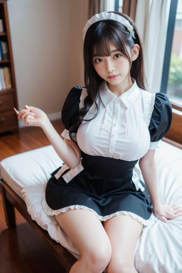 ((masutepiece)), ((Best Quality)), ultra-detailliert、high-level image quality、hightquality、Woman pushing table wagon in maid costume