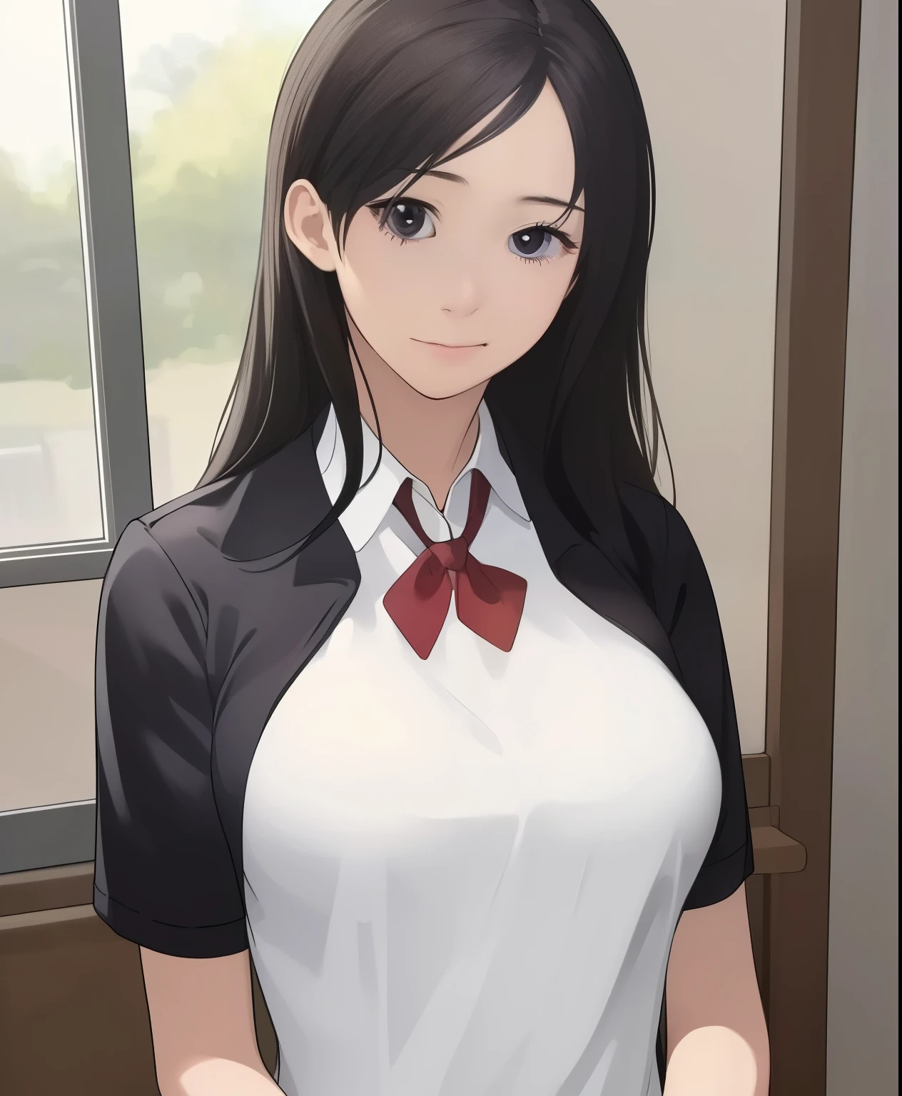 (masterpiece、 top quality 、 top quality 、 Official Art、 beautiful beautiful:1.2)、(1 person:1.3), Beautiful breasts ,((masterpiece:1.2,  top quality )), College Student 、uniform、School route、Meet the cat
