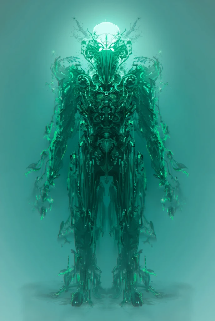 Ghostly portrait of a futuristic alien from another dimension creator of the universe with powerful ancient magic and supernatural powers from an unknown dimension