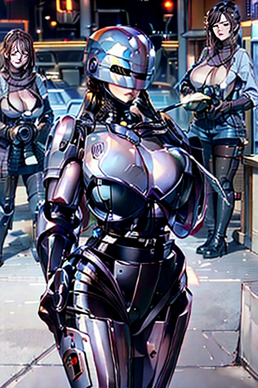 (    top quality ), (Overall view)    Cool and charming   な顔をした胡蓋  ,RoboCop Armor        ,   RoboCop helmet   ,         beautiful sexy young woman doing fellatio {x} , 18 years old,          Toned Muscles      ,   Cool and charming       ,     Sharp Eye, Big Breasts