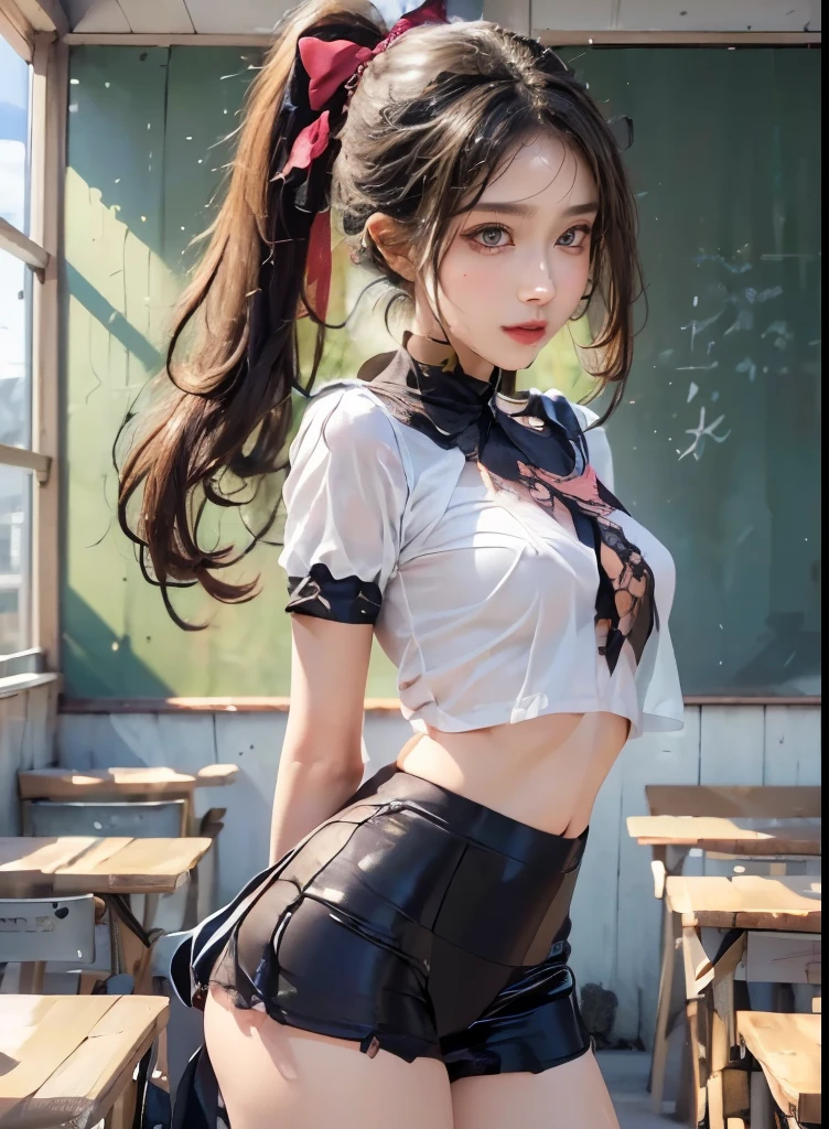 Arafed asian woman in a short skirt and a white shirt - SeaArt AI