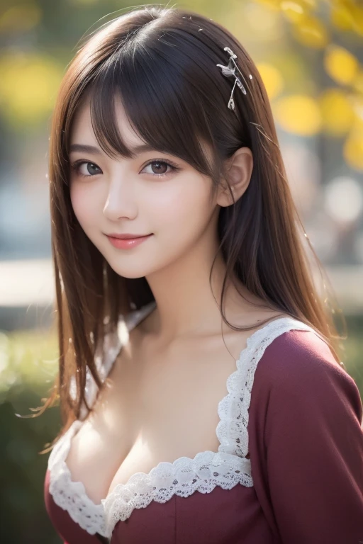 masutepiece, Best Quality, Illustration, Ultra-detailed, finely detail, hight resolution, 8K Wallpaper, Perfect dynamic composition, Beautiful detailed eyes, Medium Hair,Small breasts natural color lip, Bold sexy poses,Smile,Harajuku、20 years girl、Cute、Sexy shot looking at camera