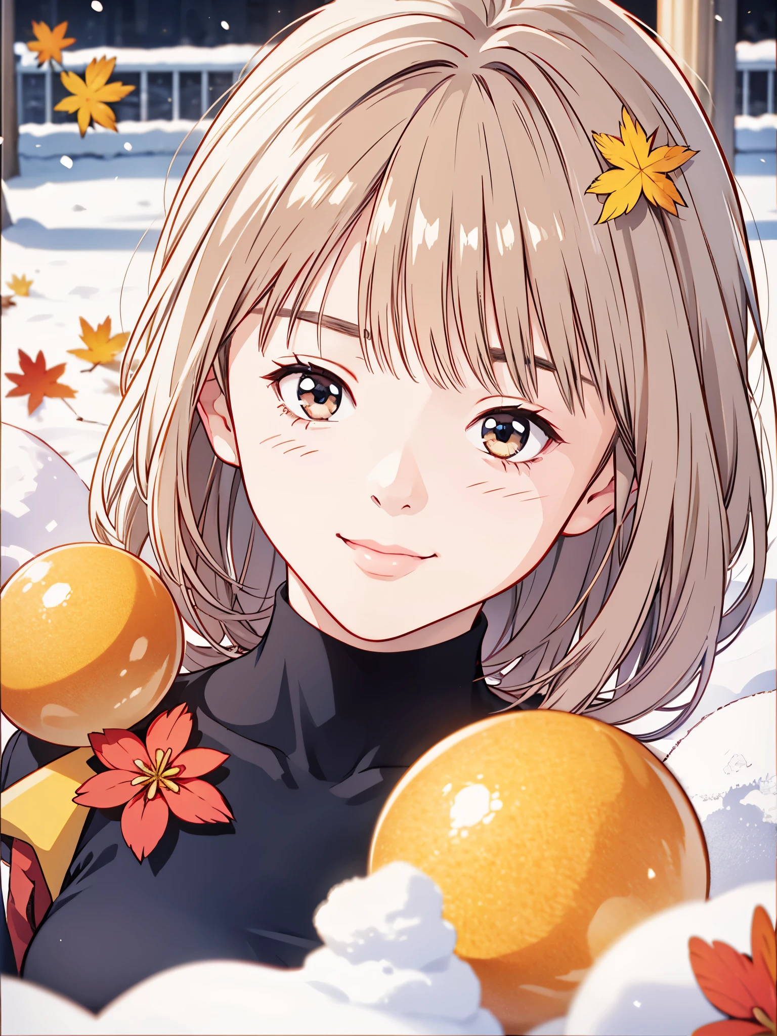 (8k、 top quality 、​masterpiece:1.2)、( realistic 、 ultra-detailed、 super A high resolution、 1 girl、、 beautiful detailed face、smile、narrow、( slim waist) :1.3)、Autumn Clothes、  、 skin texture、Floating Hair、  Professional Lighting 、****** high ****** students服、Wearing glasses、 Human body、Brown Hair、Shy、Mikity、 romantic in the snow、****** high ***************、、 Silver Hair、 short、Honey、 embarrassing、fidgety、Slanted Eyes