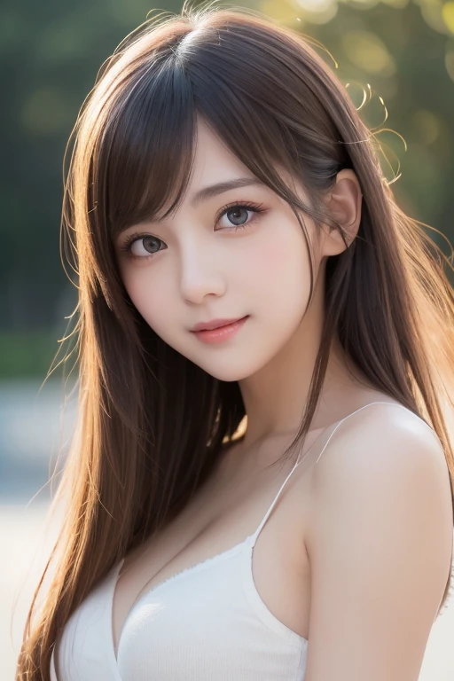 masutepiece, Best Quality, Illustration, Ultra-detailed, finely detail, hight resolution, 8K Wallpaper, Perfect dynamic composition, Beautiful detailed eyes, Medium Hair,Small breasts natural color lip, Bold sexy poses,Smile,Harajuku、20 years girl、Cute、Sexy shot looking at camera