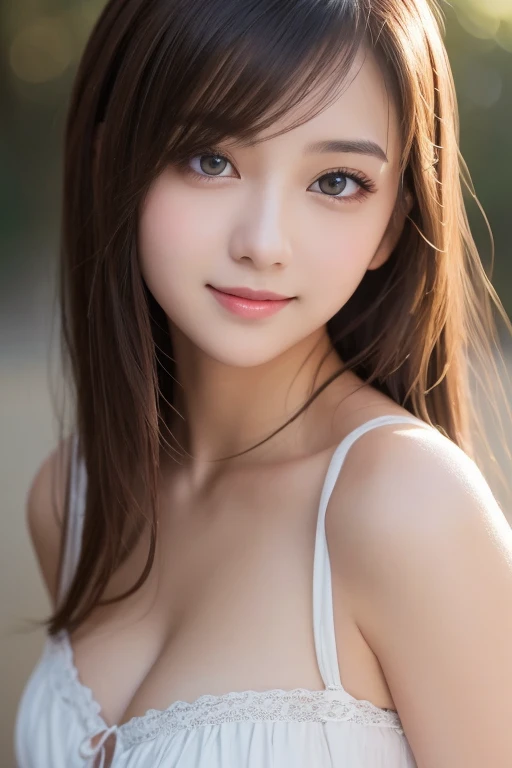 masutepiece, Best Quality, Illustration, Ultra-detailed, finely detail, hight resolution, 8K Wallpaper, Perfect dynamic composition, Beautiful detailed eyes, Medium Hair,Small breasts natural color lip, Bold sexy poses,Smile,Harajuku、20 years girl、Cute、Sexy shot looking at camera