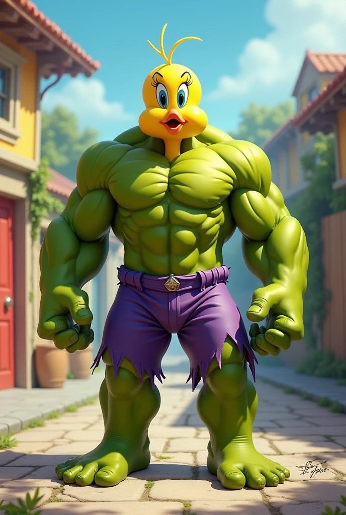 (Hand drawn cartoon style),(No shadow effect),(best qualtiy),Birds that have always looked like the Hulk,Q version of the persona