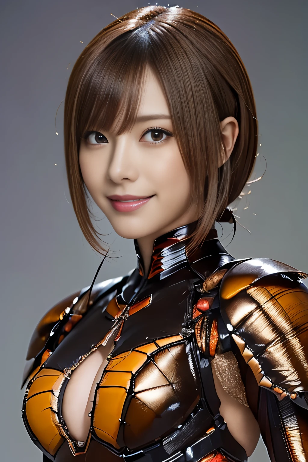 (high resolution,masterpiece,best quality,extremely detailed CG, anime, official art:1.4), realistic, photo, amazing fine details, all intricate, gloss and shiny,awesome many layers, 8k wall paper, 3d, sketch, kawaii, illustration,( solo:1.4), perfect female proportion,villainess, (fusion of dark brown cockroach and lady:1.4), (brown cockroach form lady:1.2), (brown cockroach lady:1.2), (fusion:1.2), (solo:1.4), (evil smile:1.2), muscular, abs, (cockroach brown exoskeleton bio insect suit:1.4), (cockroach brown exoskeleton bio insect armor:1.2), (brown transparency cockroach wing:1.4), (brown cockroach antennae:1.3),