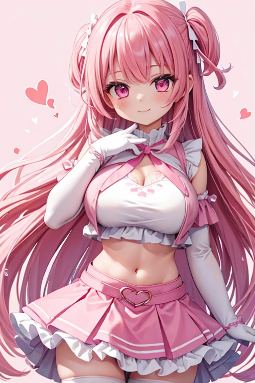 girl, cute anime girl, laughing, open mouth, beautiful hair style, pink hair, long hair, messy hair, big eyes, pink eyes, big tits, blushing, girl