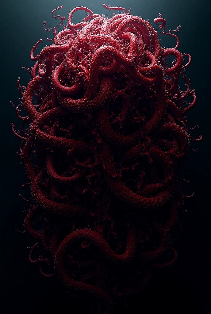 a cube-shaped monster, isometric, Cthulhu Mythos，flesh exture, Specialized in surrealism, Futuristic , coral, wizard, abstracted, Dark, Red, hell,