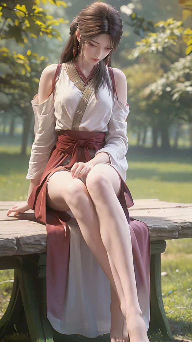 ((Shot in the knee)),(masterpiece、best quality、high resolution),Full body portrait,Full body capture,(Color Background,(Splash of Color)),Sweet girl,curls,Shiny,Splash of Color,Volumetric Lighting,Full breasts, elegant gesture, Sexy slender legs,barefoot,Bare feet