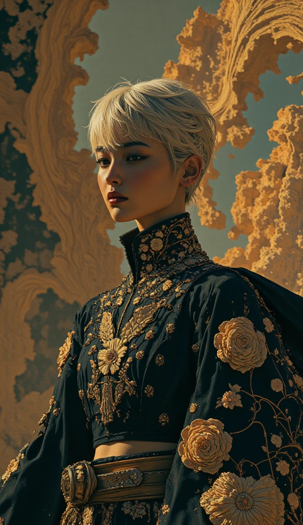 short white hair, detailed gorgeous face, beautiful young asian girl, queen of the dead, toned stomach, showing midriff, small breast, fantasy background, Hyperrealism, cinematic lighting, highly detailed, breathtaking, photography, stunning environment, wide-angle, by greg rutkowski and magali villanueve 