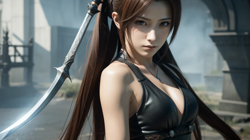 ((最high quality、masterpiece:1.3))、sharp:1.2、perfect body beauty:1.1)、Highly detailed face and skin texture、detailed eye、fantasy、(jet black armor:1.3)、double eyelid、((long hair:1.5))、(dark brown hair)、(well-groomed bangs:1.2)、((one woman))、with a sword、fantasyキャッスル、Black Knight、dark room、waterfall of darkness、Knight who became a villain、Fallen into evil、evil warrior、((beautiful hairstyle:1.4))、mature woman、(Aschenhardt style:1.4), masterpiece, 最high quality, high quality,(With a dark red glow and red eyes、darknessに囲まれた暗い形のない生き物:1.2), (in profile), (darkness:1.2), abstraction, deep sea, award winning photography, Depth of written boundary, HDR, very detailed, art station trends, Trending on CGsociety, complicated, high detail,(masterpiece:1.2、最high quality)、(best lighting、very delicate and beautiful)、(best lighting、very delicate and beautiful)、(beautiful and detailed face)