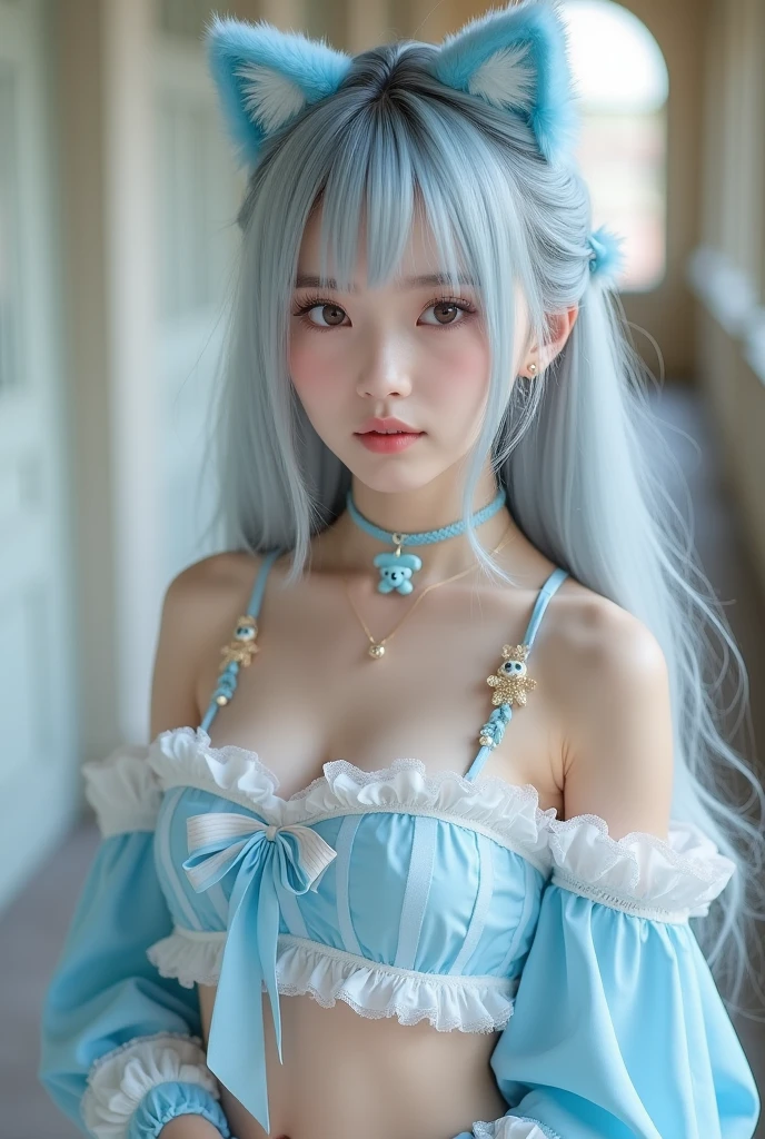 Highest quality、Highest quality、16k quality、Highly detailed figure、Highly detailed face、Highly detailed eyes、Highly detailed nose、Highly detailed facial expressions、Highly detailed costume、Highly detailed hourglass shape、Highly detailed feet、Highly detailed thighs、Being in reality、-yeld giLight blue hair、Twin tails、Blue Eyes、Noel Silva、main character、Cover your chest水の鎧、Cover your chest、Sleeveless、Shoulder rest、Emphasizes the shape of the chest、A very short skirt made of water、Diagonally upward、Water tights、Her thighs are visible between her skirt and tights、Water crown、on top of nakedness、You can see the shape of the chest、Bust size: E cup、Big Breasts、Close to the skin、Tight、Full body photo、Are standing、Emphasizes the beauty of thigh muscles、Full body photo、Front view、