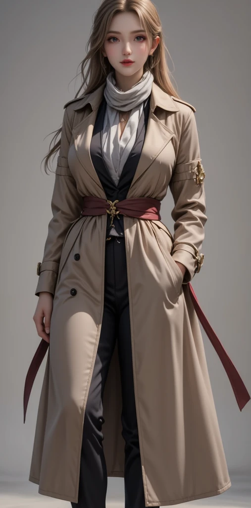 masterpiece ,  Best Quality , Long trench coat and scarf