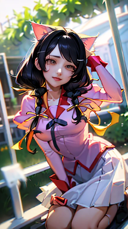 Hanekawa Wings      、glass   、             black hair braids、 I'm putting a lot of rub solution on my body 、((        masterpiece        )), (( top quality)), (             super detailed         ), ((     cute)),      cute, ( Nice), ((             very detailed)), 4K, (8k),  top quality、   