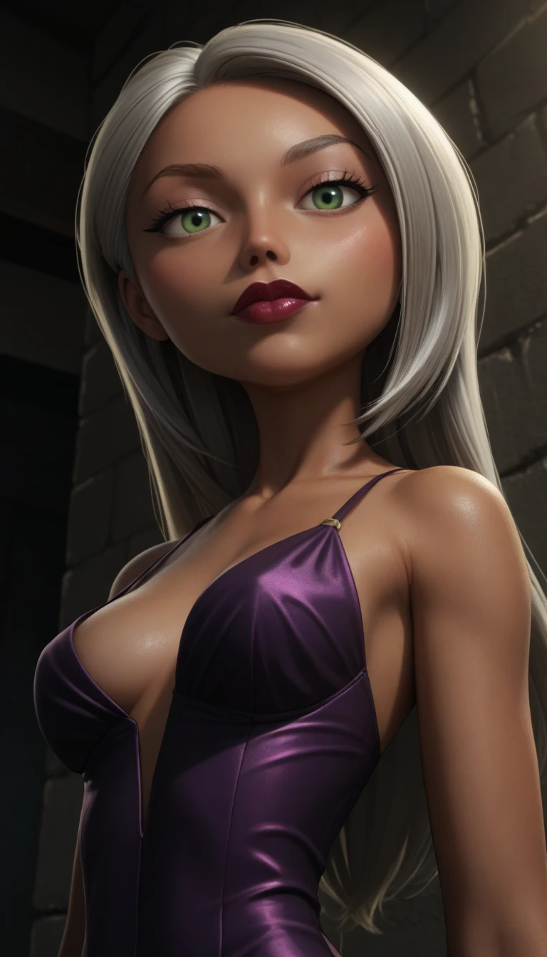 Mirage, busty. White hair.