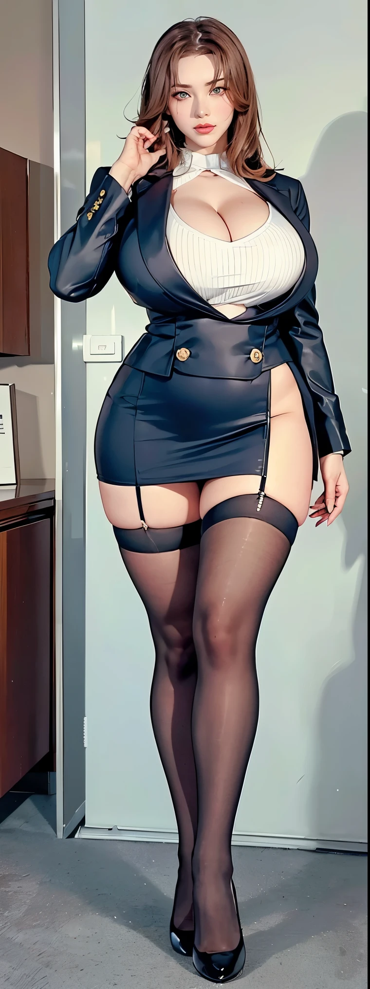 Meet busty and sexy women,Breasts larger than torso。Breast sagging,8-shaped milk。Macrogastric syndrome。Woman with delicate skin,Full body photo,High heel。Model shooting pose。urban beauty。Sexy Secretary,garter stockings。Sexy and seductive cram school teacher。Longing for a female boss。 sexy shirt hip skirt suit female boss。blush。blush。The charming female boss is still there。Still charming。Golden curly hair dean。Slut,Minx,cunt,Bad Girl。The temptation of the office。Sexy woman without underwear。Super Beautiful office Lady,1 female, solitary,Blond and blue-eyed big horse, Hip skirt suit, Slim, Perfect proportions, office, high resolution, Best quality, Ultra-high quality, Super Detail, Superrealism, Reality, Formal skirt, People in the frame,Package hip skirt T-back High heel suit。Sexy female boss wearing hip-covering skirt, Spread her legs and sit in front of her, exposing her white panties。camel toe。pubic hair。18r。Embedded。Unprotected action posture。。(((High quality picture clarity)))(((Anatomical poses and details)))A badass woman showing off her extremely seductive figure。The two protrusions in front of the breast are tempting。Plump and plump female secretary