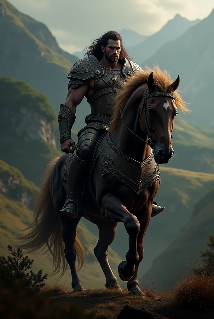 A muscular centaur fighting a gargoyle 
