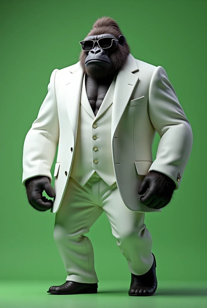 Silverback gorilla in a jar,Ultra-realistic,8k,Wear a tie,Wearing sunglasses,Strong muscles,Dark Black Tones