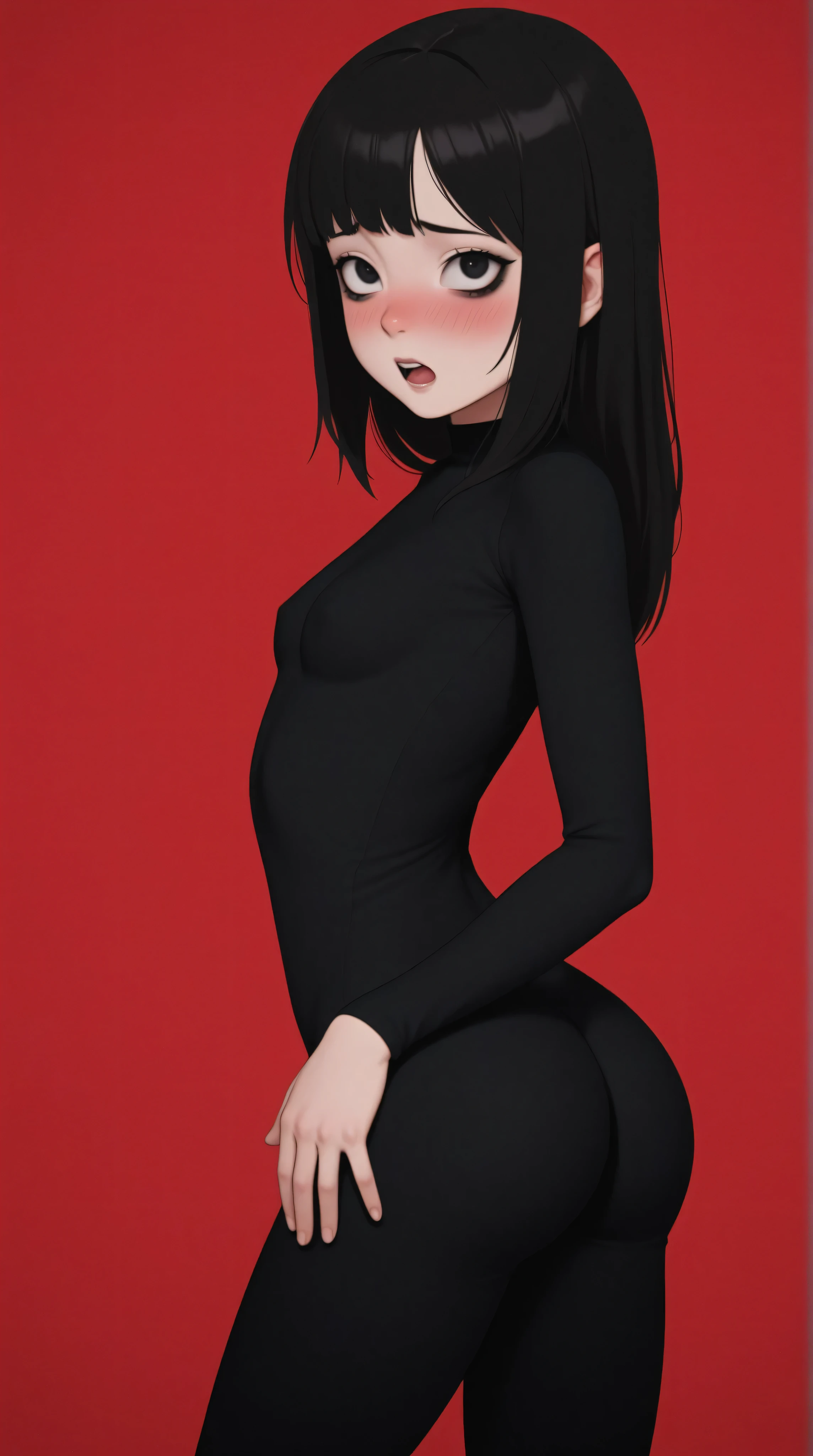 hanako-san, black hair, black eyes, no nose,(completely nude:1.2),flat chest,( kid),