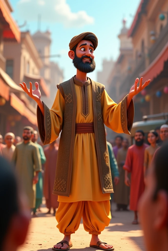 An Arab who tells jokes to make others laugh.