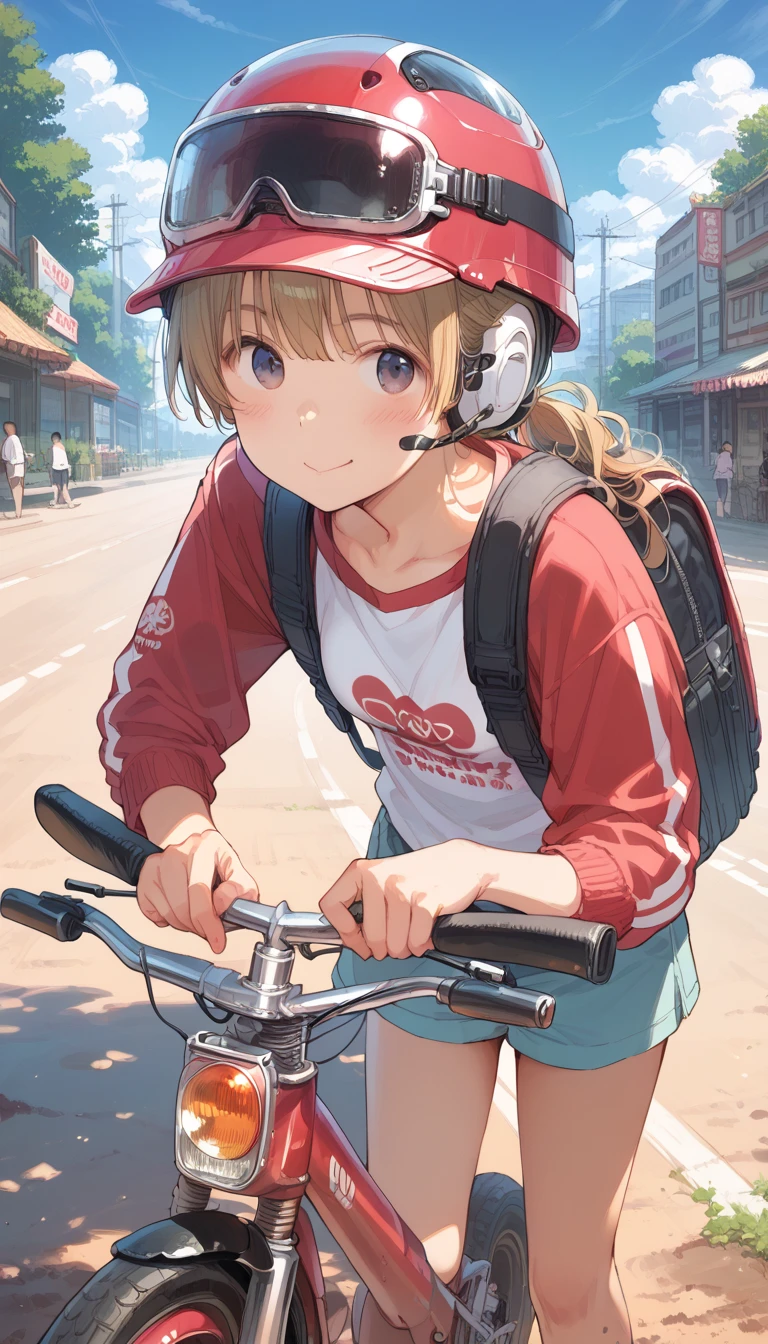 Bike、クラシカルBike、Country Road、Dirt road、 person wearing helmet、Bikeに乗る人、woman