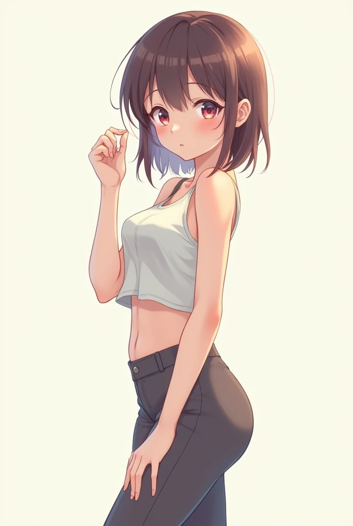 (masterpiece, Highest quality, High resolution), (Anna Tanaka), Tank top and mini skirt, White ultra-thin panties, One Girl, Browsing Caution, From below, Sweaty, return, Hunchback