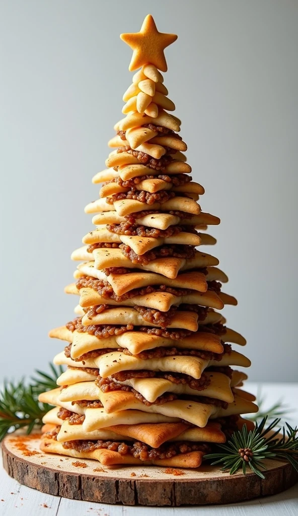 
Christmas tree made of minced meat pita