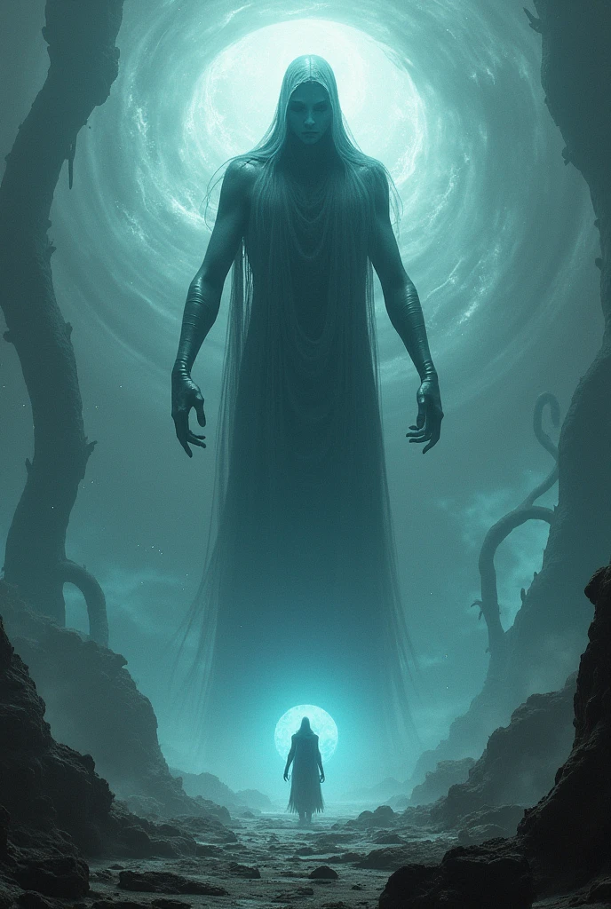 Create a sea image from the Paranormal Podcast, with Fepo in the middle and Karles Toráh to one side (Mister Tartaria and the other side to Gerardo Amaro
