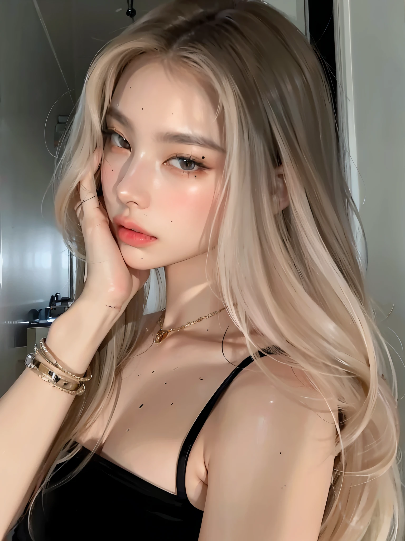 a close-up of a woman with long BLONDE hair wearing a bikini, even model | artegerm, artwork in the style of Guweiz, realista anime 3 d style, trends on cgstation, Guweiz, coreana, com longos cabelos brancos, trends on cgstation, inspirado em Yanjun Cheng, com cabelos longos brancos, realista. Cheng Yi