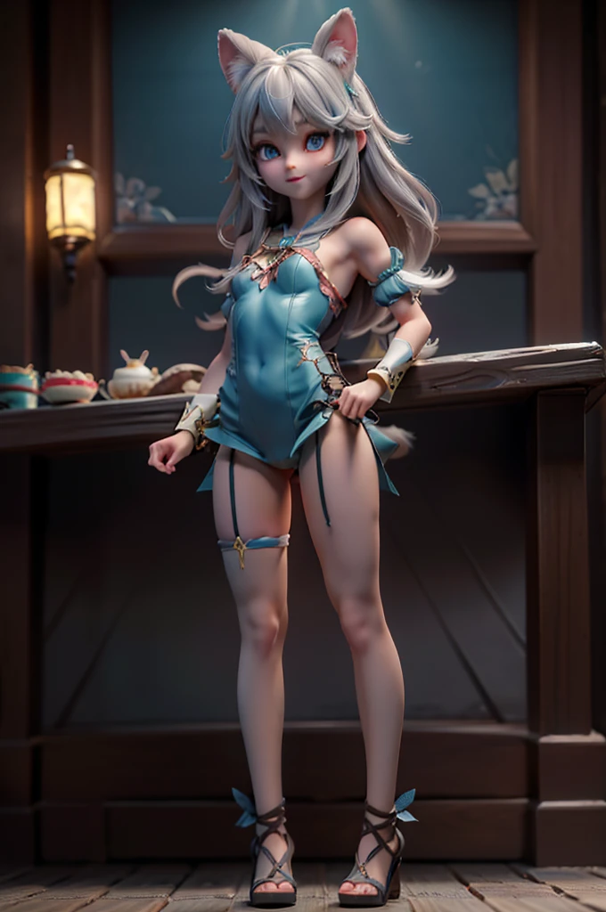 (Blind box toy style:1.3), ((Full body shot:1.4)) ((anatomy correct)),((1 girl, solo)),(masterpiece:1.3), ,high quality, (SOLO:1.4), whole body, (((yelan,genshin impact))), masterpiece, best quality, solo, standing, (((clean dark snow background))),((circular base:1.5))(Global illumination, Ray tracing, hdr, unreal render,reasonable design, high detail, Masterpiece, Best quality, hyper HD, Cinematic lighting)