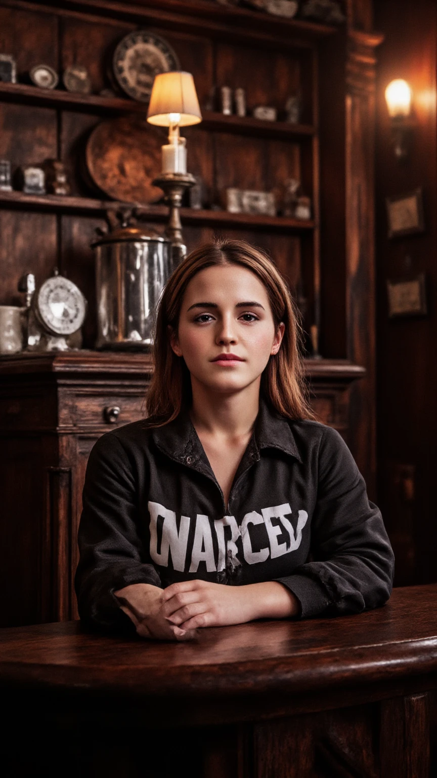 Professional photo of Beautiful emma watson British woman in a pub, velvia, shot on 65mm, 16 megapixels, 8k, photorealistic, amazing depth, glowing rich colors, powerful imagery, psychedelic overtones, 3 d finalrender, hyper realistic, 3 d shading, cinematic lighting, artstation concept art, aidmaRealisticPeoplePhotograph