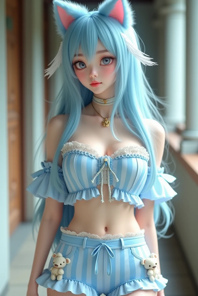 1 girl, petite, flat breasts, flat chest, sexy lace lingerie, godlike, (nsfw:0.9), white skin, blue eyes, tiara on head
