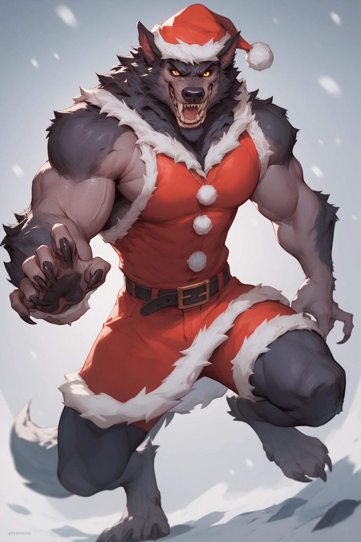 uploaded on e621, explicit content,Muscle man, Alone, incineroar, park configuration, winter, snowing, snowflakes floating in the air, macro, giants, bigger than aboles, doing sexual poses, (Cowboys, sweater:1.2), dress, Clothes, used thong, man so muscular he tears his clothes, with a large bulge representing his penis and genitals inside the thong
