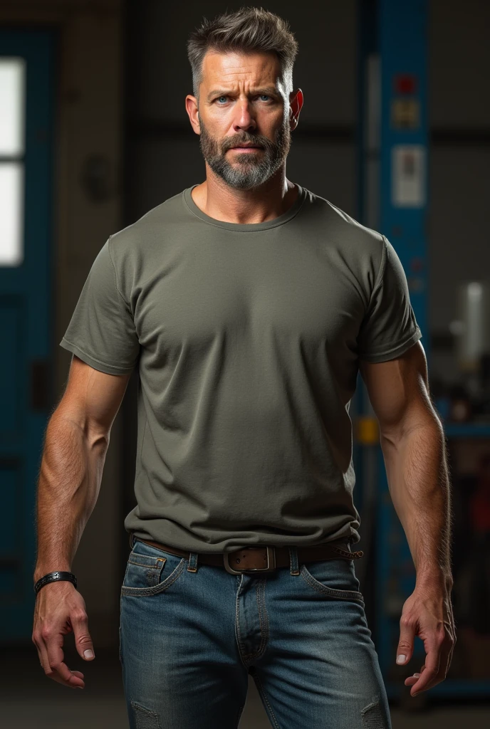masterpiece, best quality, High resolution, Close-up portrait, male focus, just concentrate, a man, 40 years old, with construction worker uniform, unbuttoned work clothes, construction worker, silver-grey hair, messy hairstyle, sweet and seductive face, Bare chest, body hair, facial hair, Roman nose, sweaty, spreading legs, very thin body, Hairy legs, dimple, beard, goatee, strong jawline , in the background a construction site, orange safety vest, Cheerful , erotic, bottom view, amazing composition, front view, HDR, Ultra quality, elegant, muito detalhado